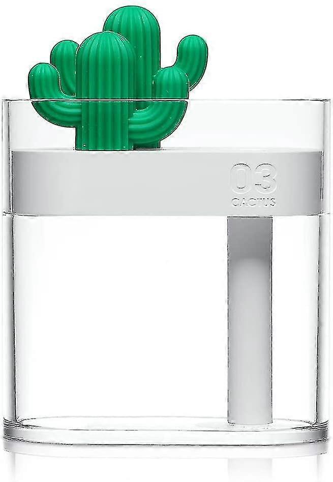 Usb Cool Mist Humidifier With Night Light, Mini Size Cactus Humidifier For Bedroom Home Office Car With Timed Auto Shutdown(transparent)