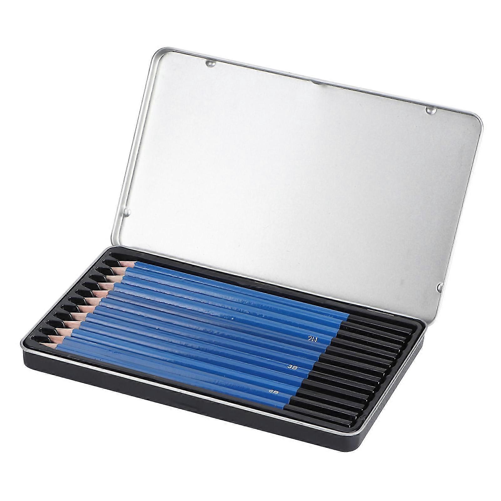 Art Painting Supplies - 12pcs Wooden Sketch Drawing Pencil Set with Tinplate Box