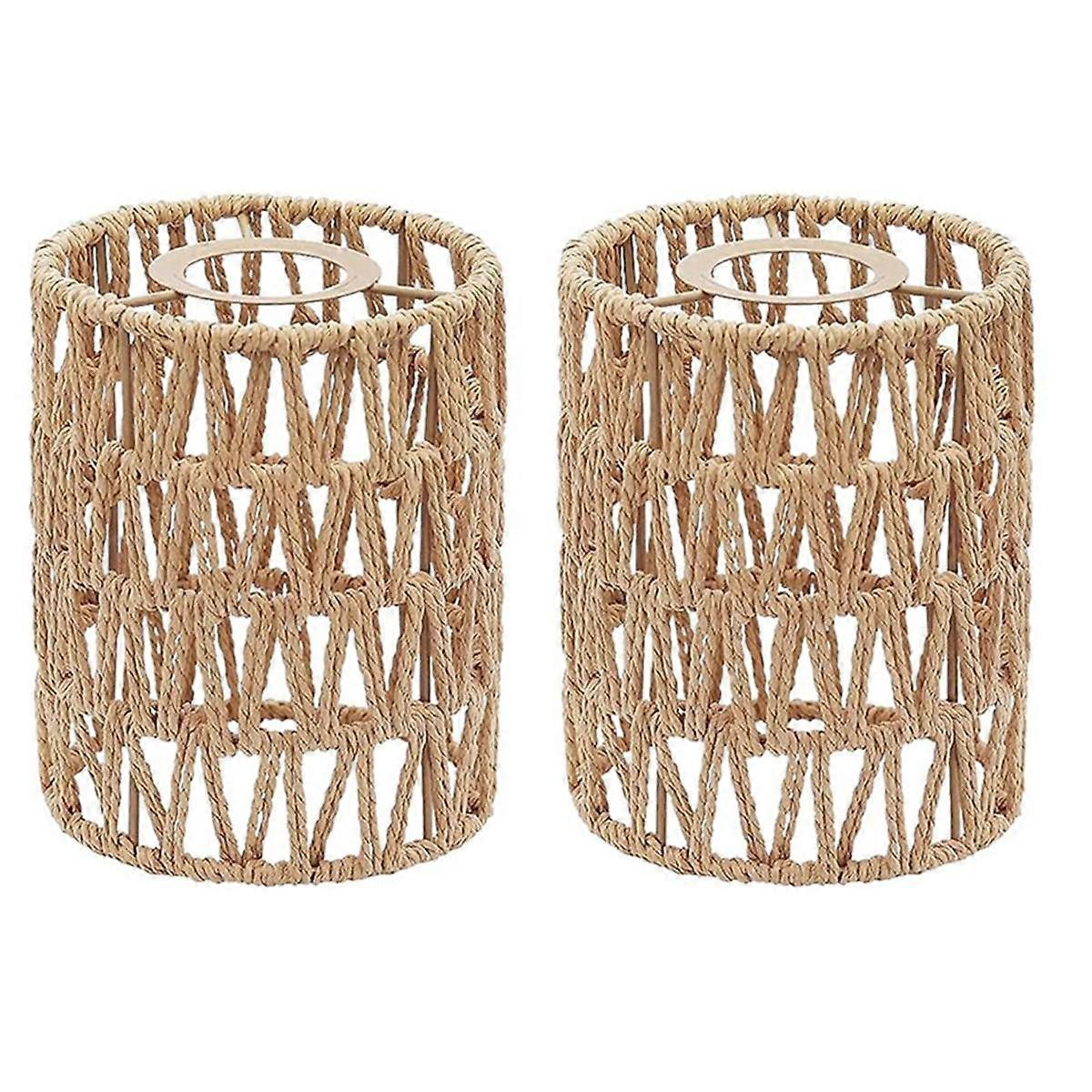 2Pack rotting lampe skjerm, 5.9 x 5 tommers håndvevde lampe skjermer erstatning for gulvlamper, anheng lig