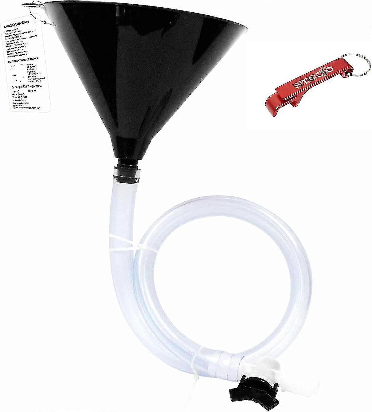 Beer Bong Funnel Double Header Black With Valve, Bonus Bottle Opener, Drinking Funnel With Premium Material, 1 Pack