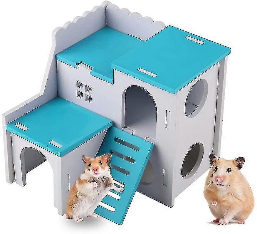 Wooden Hamster House Small Animal Hide-out Hut Equipped With Ladder Two-story Hut For Hamster Chinch