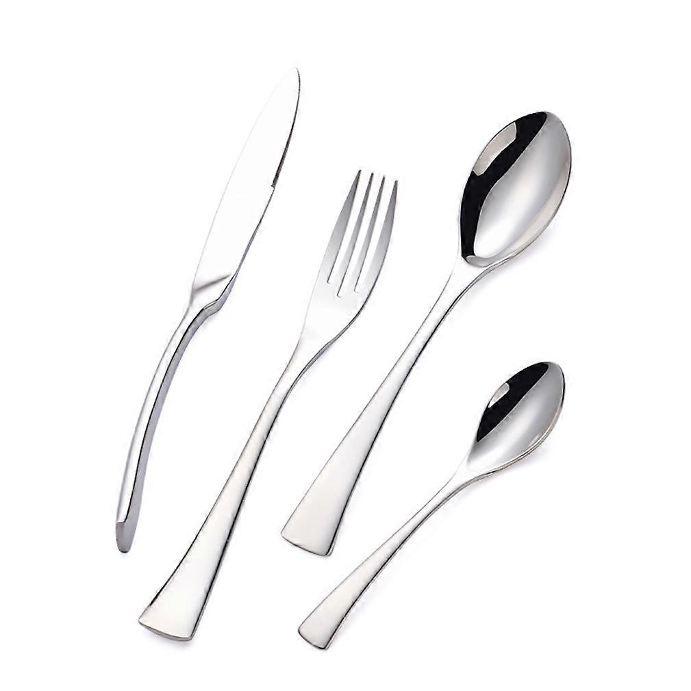 4pcs Cutlery Set Tableware Tableware Fork Knife and Spoons Silver Stainless Steel