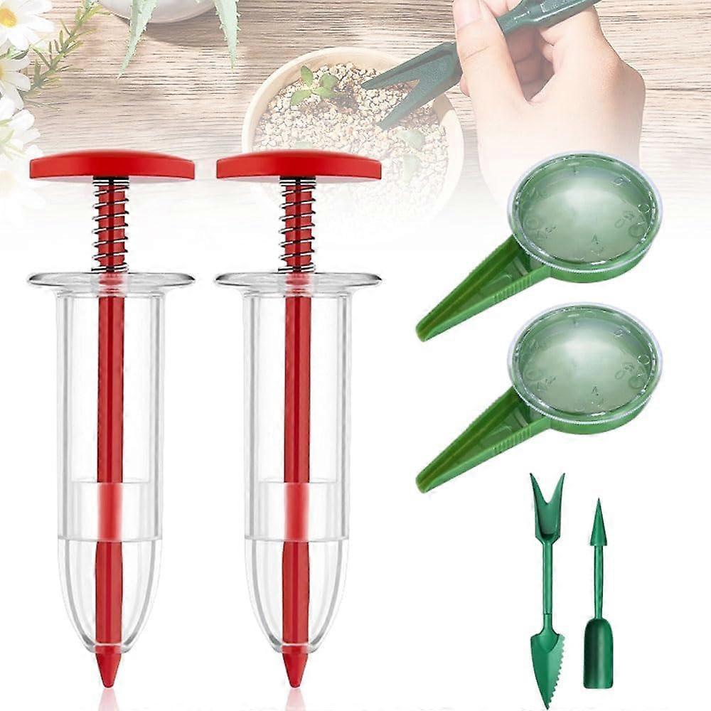 6pcs Mini Seed Spreader, 2024 New Mini Sowing Seed Dispenser, Small Seed Planter Tool, Manual Seedlings Dibber and Widger Set