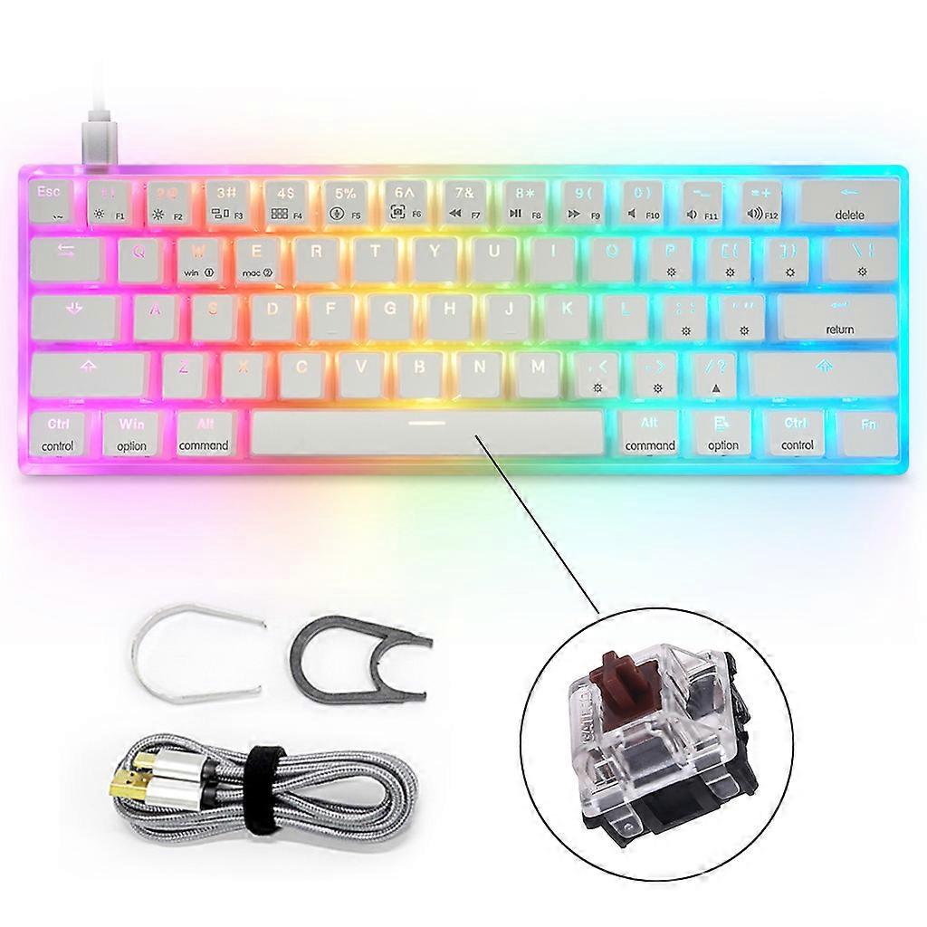 USB Wired Keyboard Waterproof Mini Compact 61 Keys Keyboard True RGB Backlit