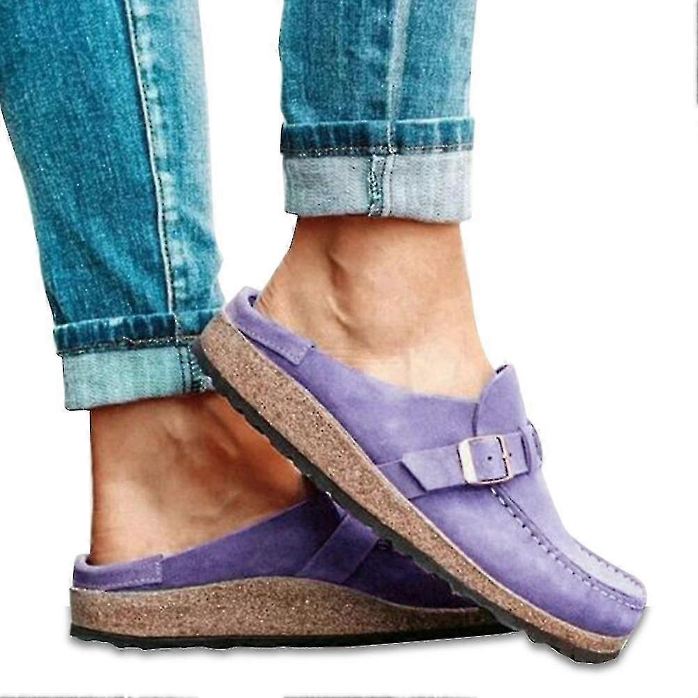Femei Casual Comfy Clogs Piele de căprioară Slip On Sandale Vară Home Office Pantofi TW