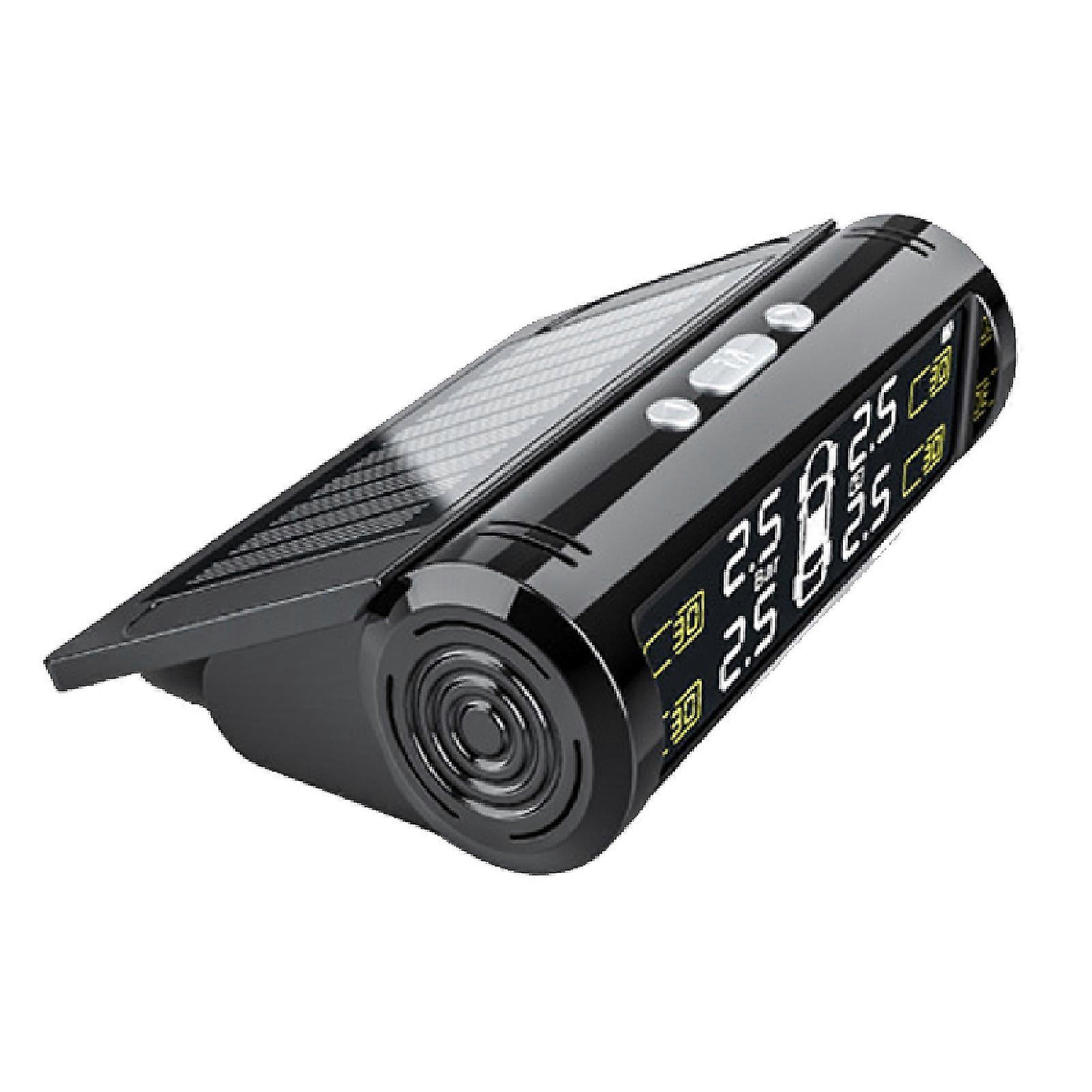 1 Set T5 Tire Pressure Detector LCD Display Easy Installation Easy Reading Solar Power Tire Pressure Monitor for Vehicles