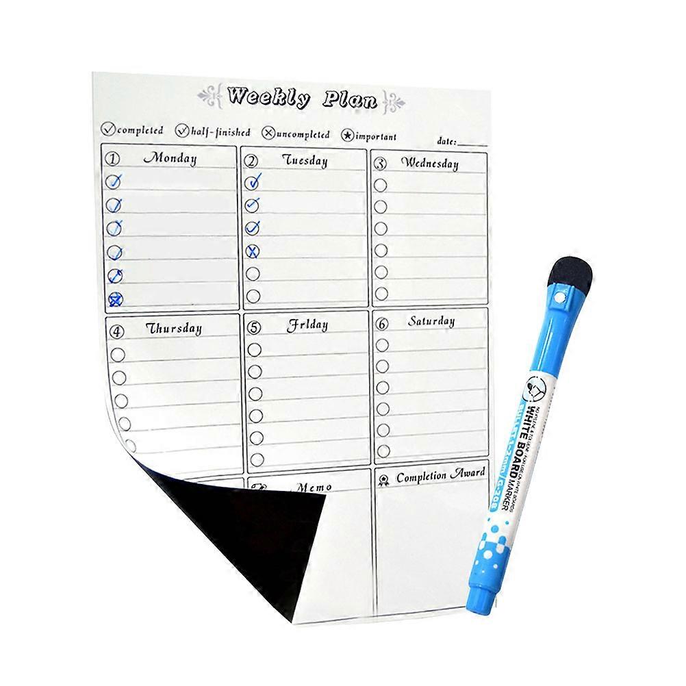 Magnetic Weekly Planner Refrigerator Stickers Dry Erase Schedule To-do-list Manager with Dry Erase Maker(Random Color)