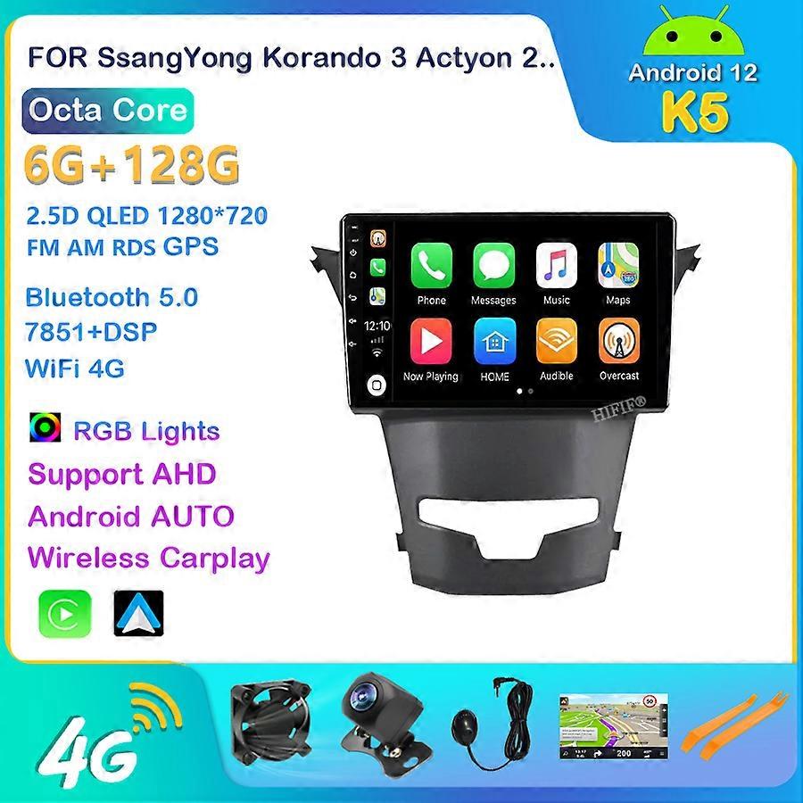 For SsangYong Korando 3 Actyon 2 2013 - 2017 Car Radio Multimedia QLED System Navigation GPS Auto Stereo 2 Din