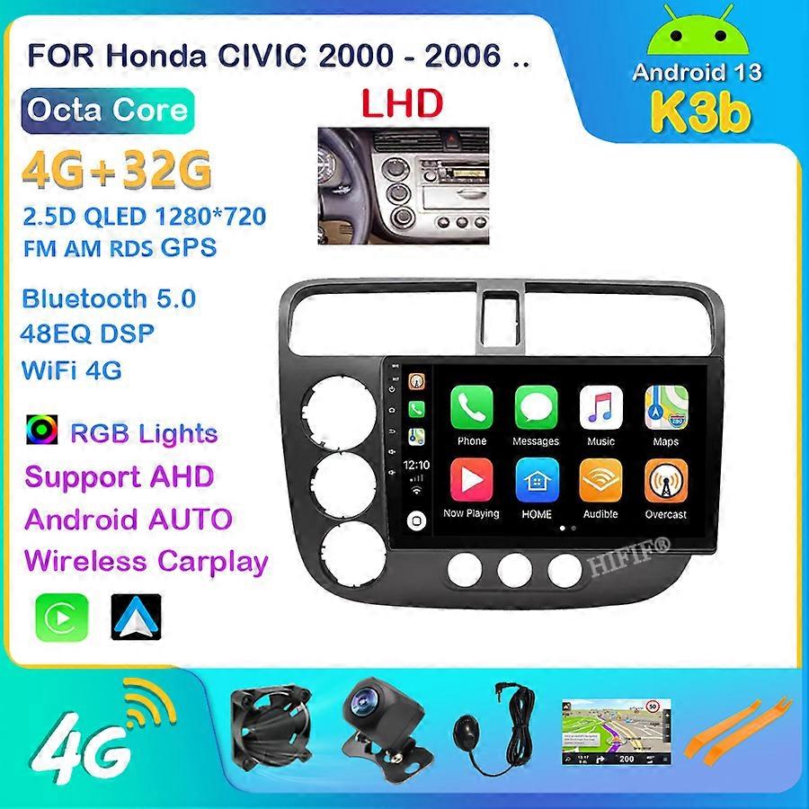 For Honda CIVIC 2000 - 2006 Car Radio Multimedia Video Player Navigation GPS Stereo Auto Android BT No 2 DIN 2din