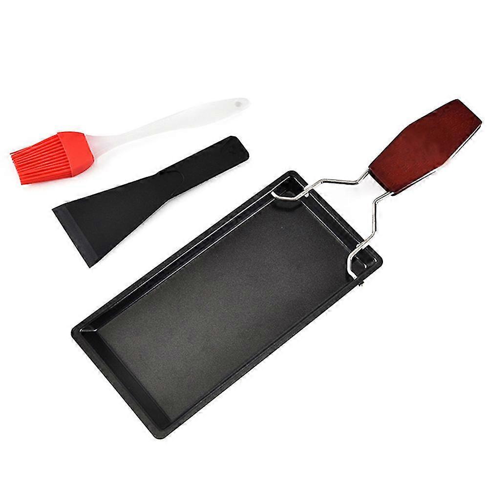 Mini Cheese Grill Pan with Solid Wood Handle Non-Stick Nylon Spatula Set for Baking New