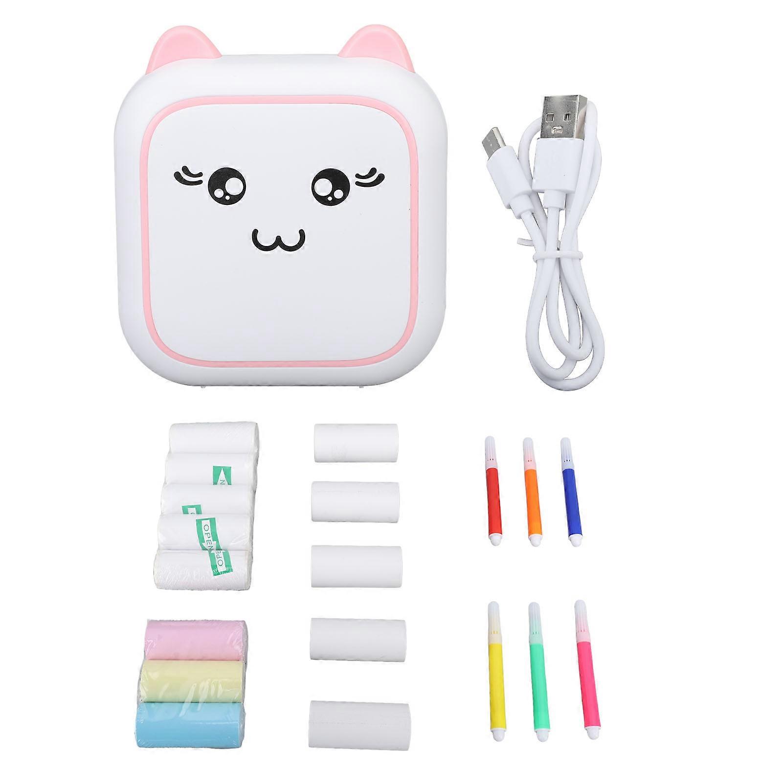 Bluetooth Mini Pocket Printer Portable Thermal Printer with Printing Paper for Notes Journal Memo Photo Study Pink
