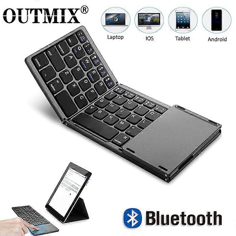 Portable Mini Three Folding Bluetooth Keyboard Wireless Foldable Touchpad Keypad for IOS Android Windows ipad Tablet
