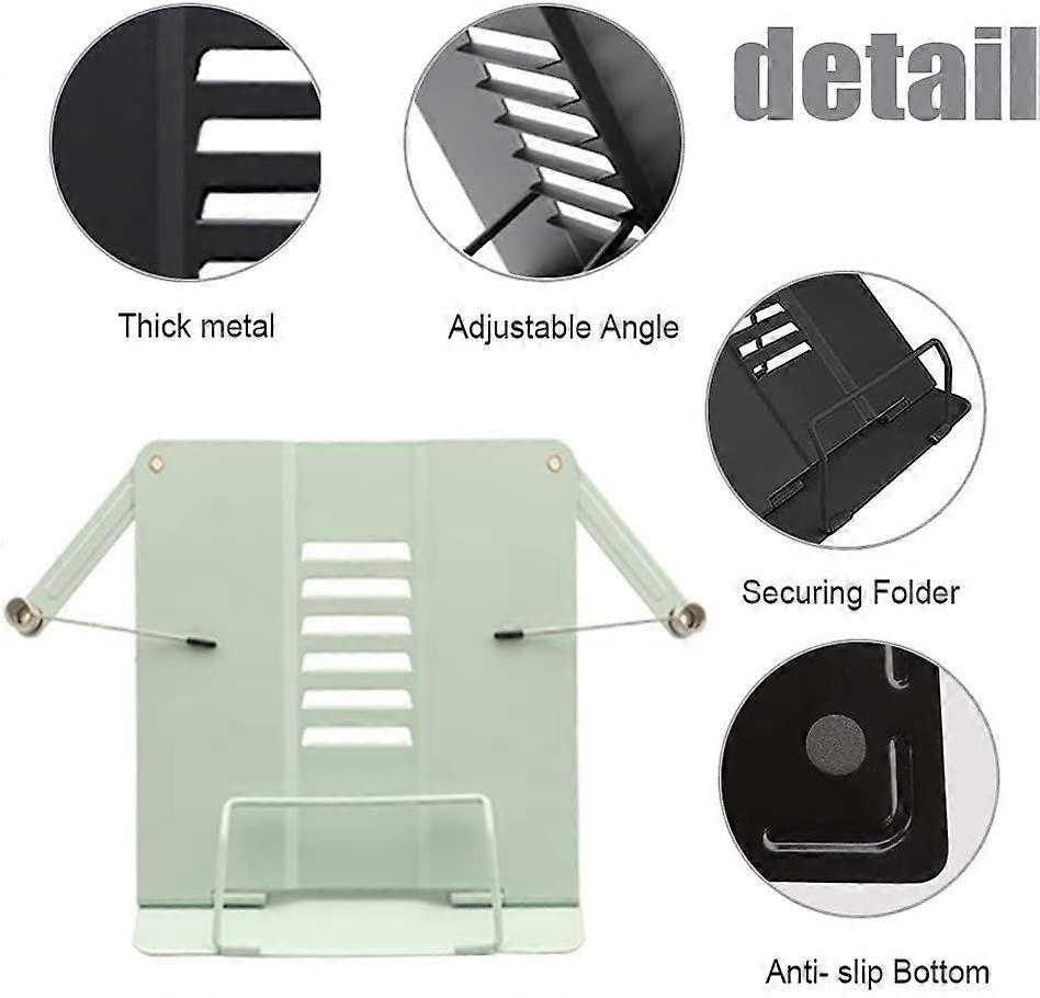 Metal Reading Rack Bookshelf Foldable Metal Bookshelf Metal Children's Reading Rack Kitchen Bookshelf Bookshelf Reading Rack Recipes (Green)