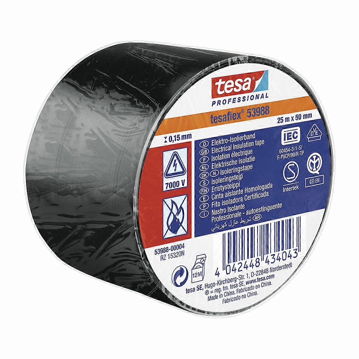 Insulating tape TESA Black White PVC (25 m x 50 mm)