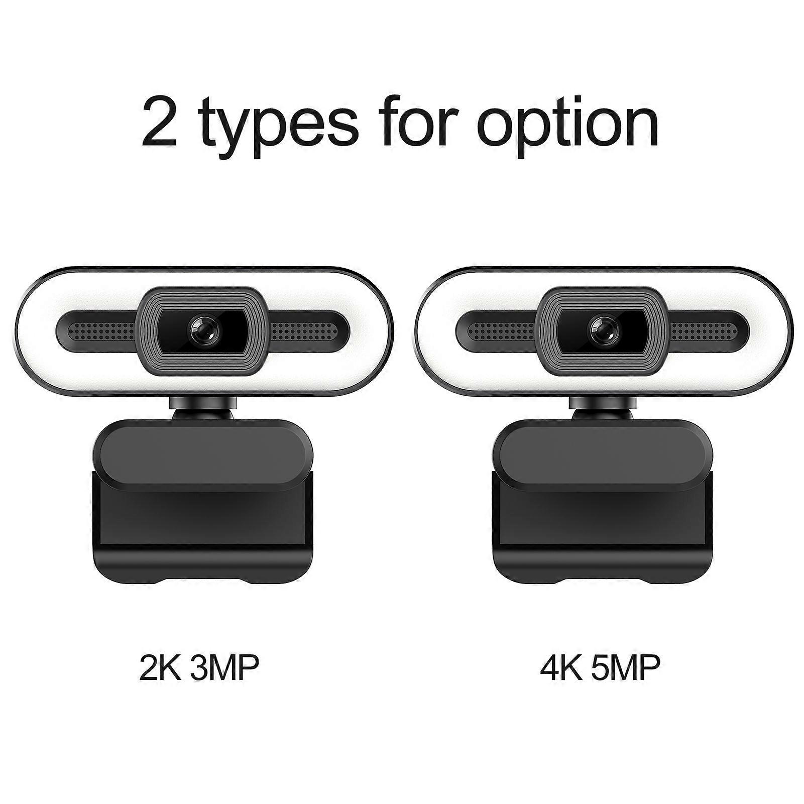 4K USB Plug and Play Webcam with Built in Microphone Lighting for Live Stream Video Call Video Conference Online Teaching