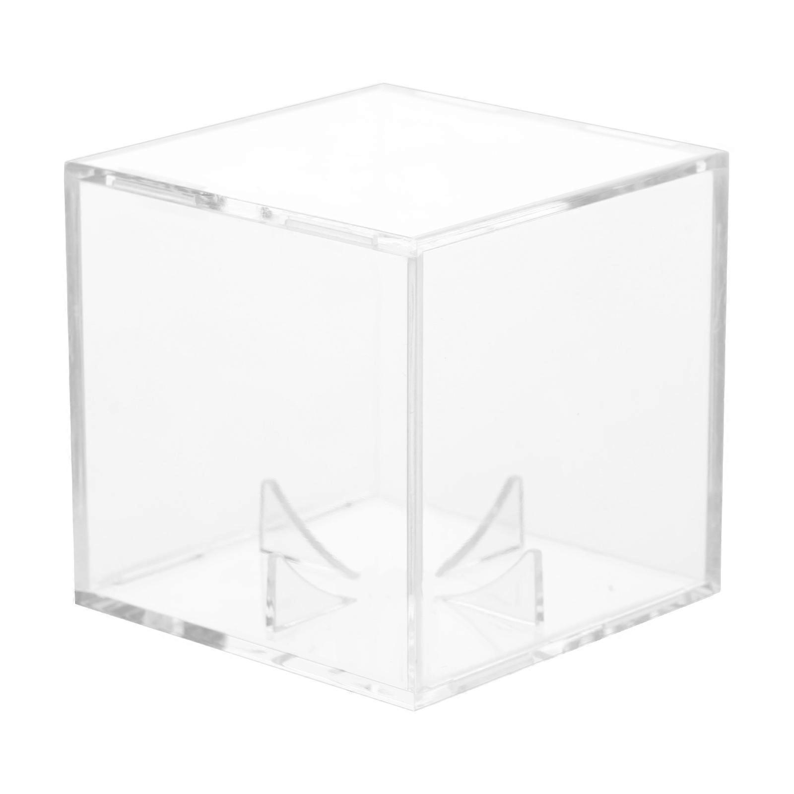 2Pcs Square Baseball Display Case Clear Acrylic Cube Baseball Holder Transparent Showing Box
