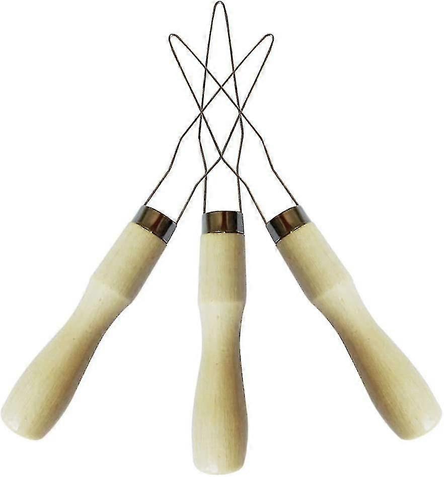 Button Hook Wooden Handle Wire Loop Pull Through Aids Button Helper Button Assist Device For Men Women Elderly(3pcs)