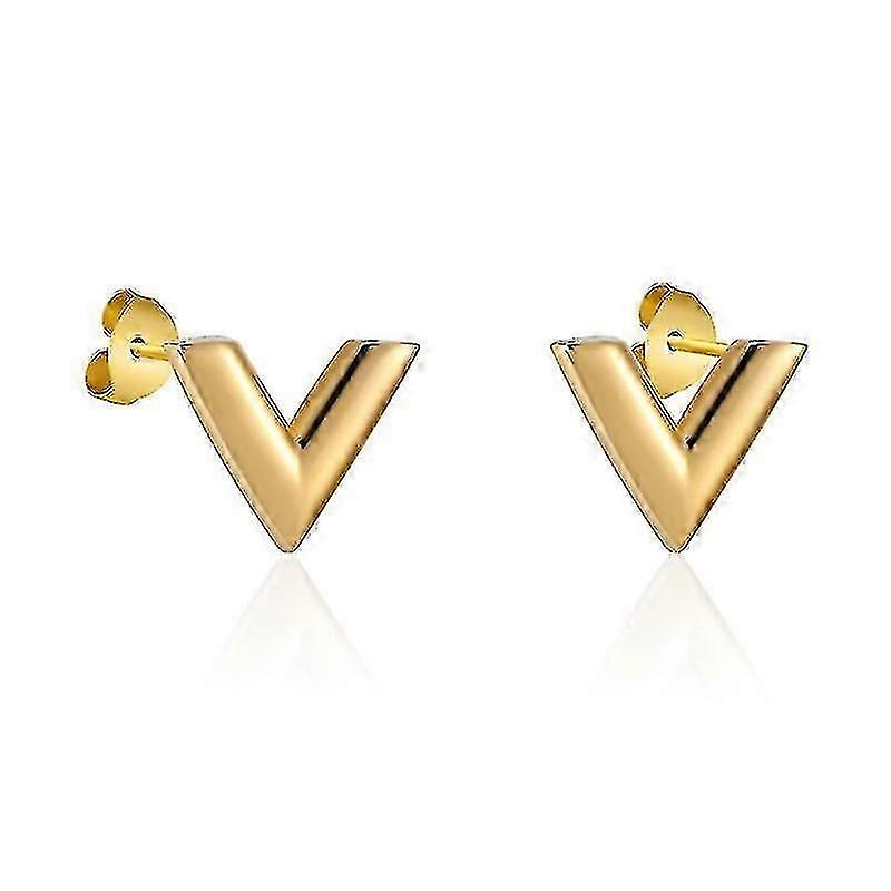 Stylish Earrings, V-shape - Gold