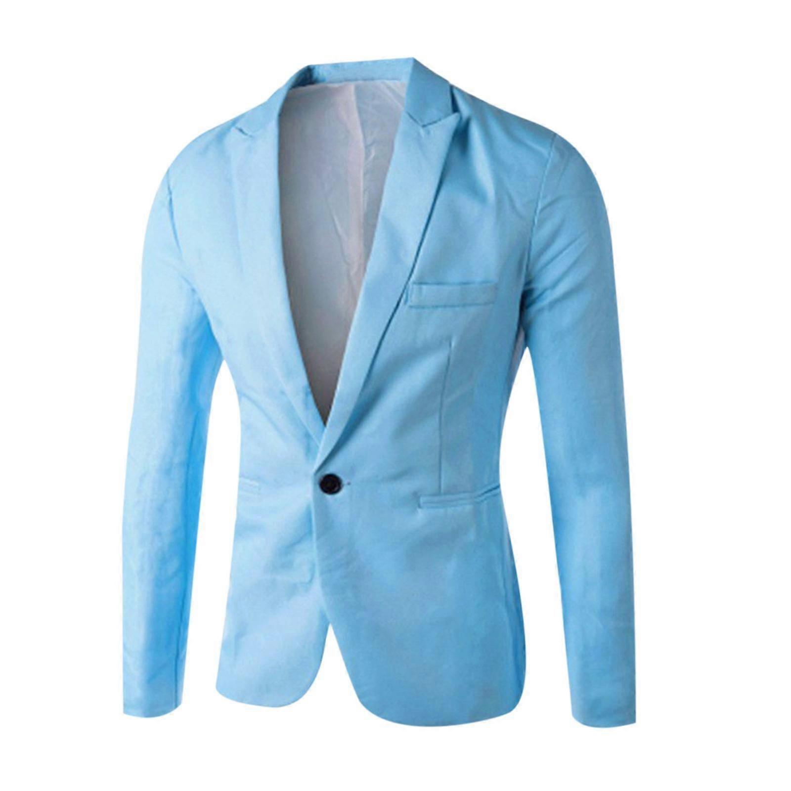 Men's Single Button Solid Color Casual Business Suit Top