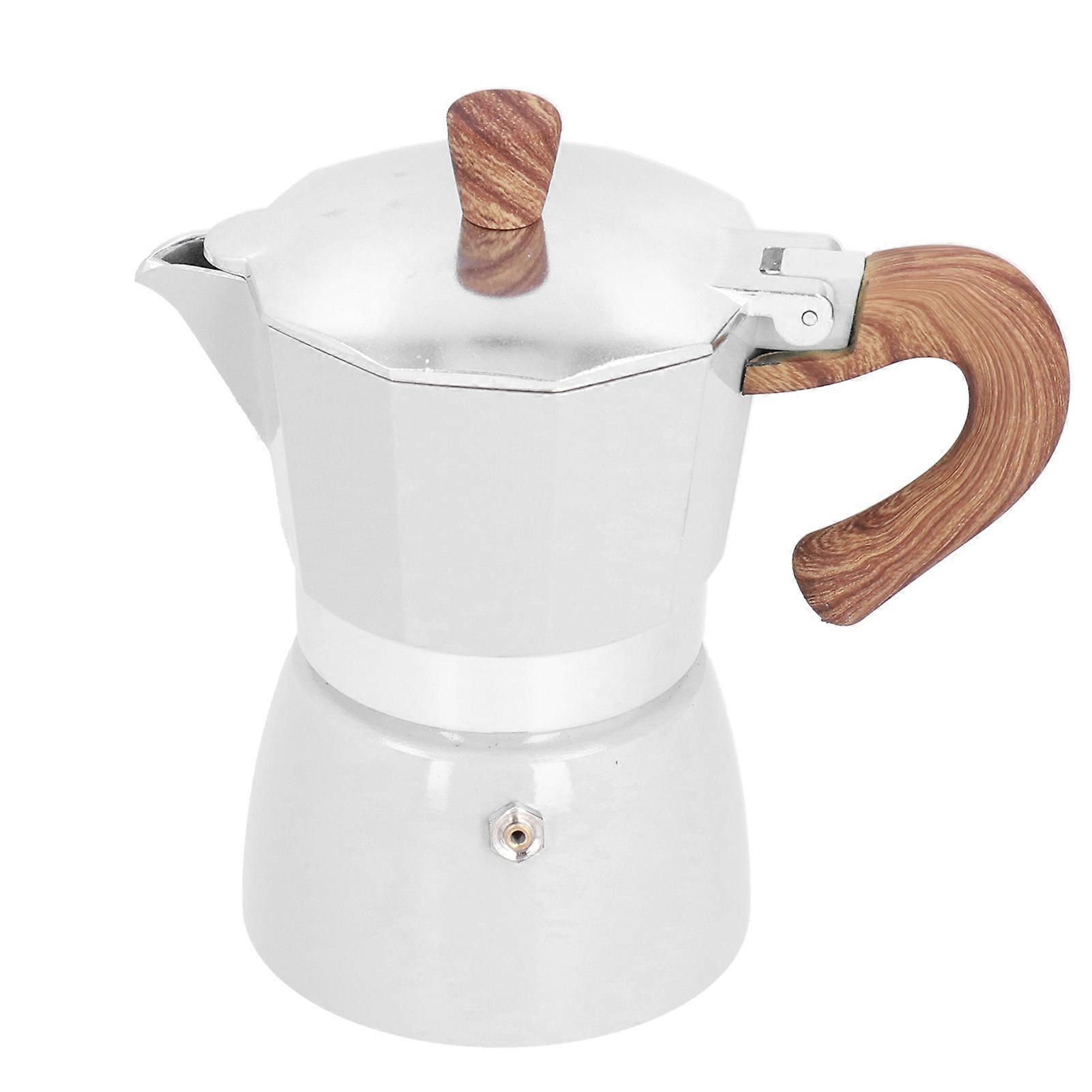 150ML Practical Aluminum Coffee Maker Octagonal Moka Coffee Pot for Home Office Kitchen ApplianceMilky White