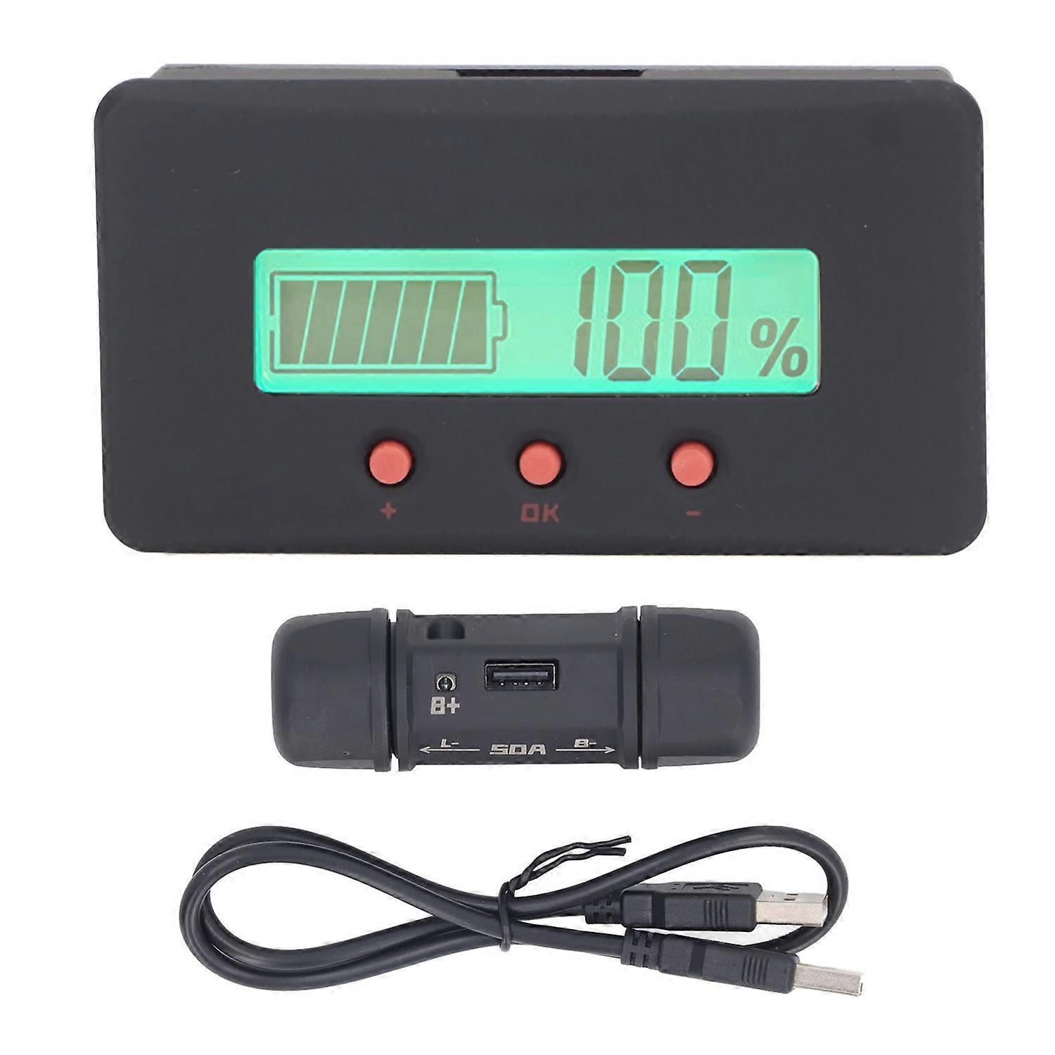 Battery Monitor Meter High Accuracy Voltmeter Ammeter Universal Battery Capacity Tester with 50A Shu