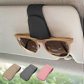 Soporte magnético para gafas de sol de cuero, clip para colgar gafas para visera solar de coche, adecuado para gafas de diferentes tamaños, negro, paquete de 2