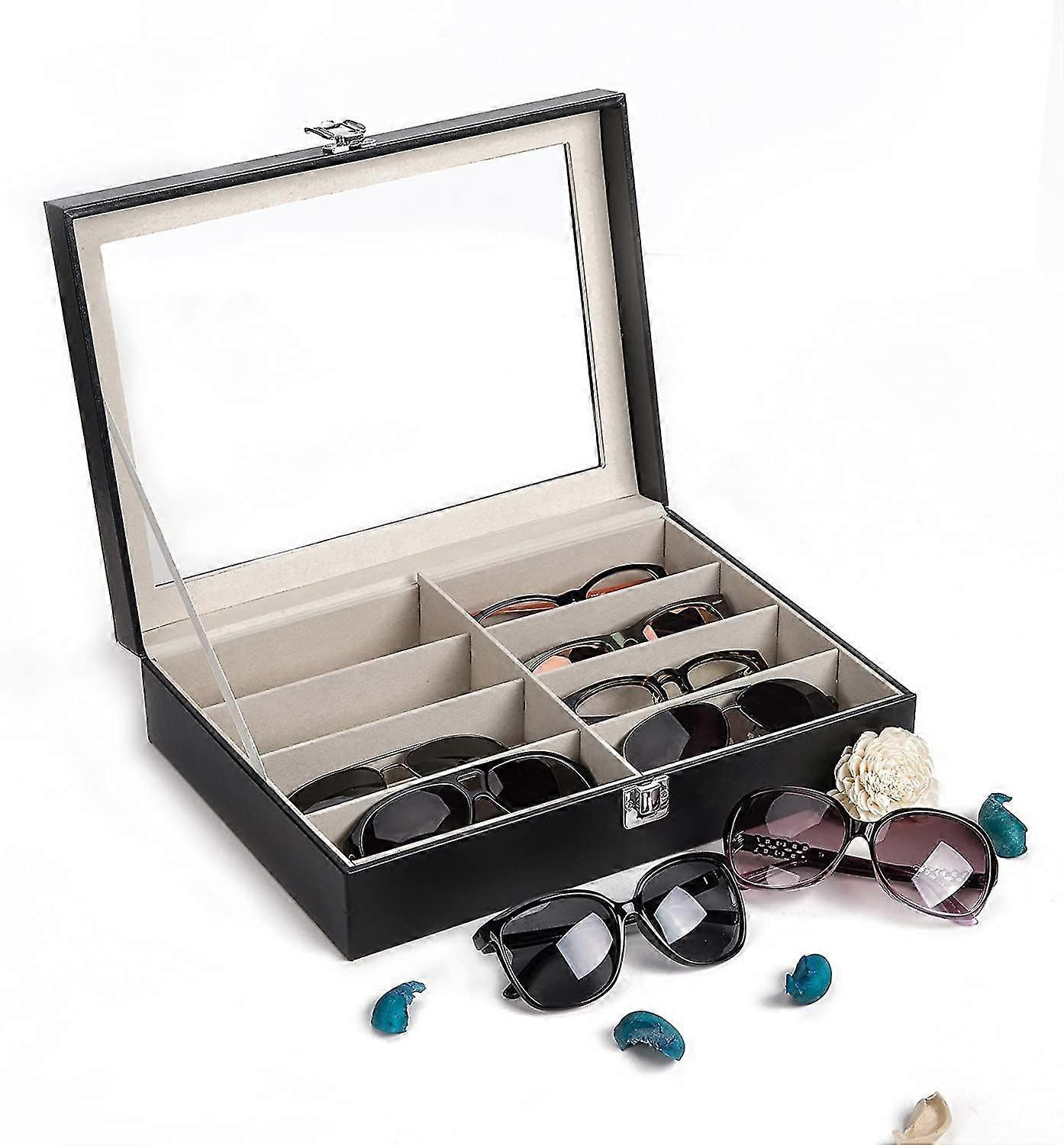 Sunglasses Organizer , Sunglass Glasses Storage Box With 8compartments