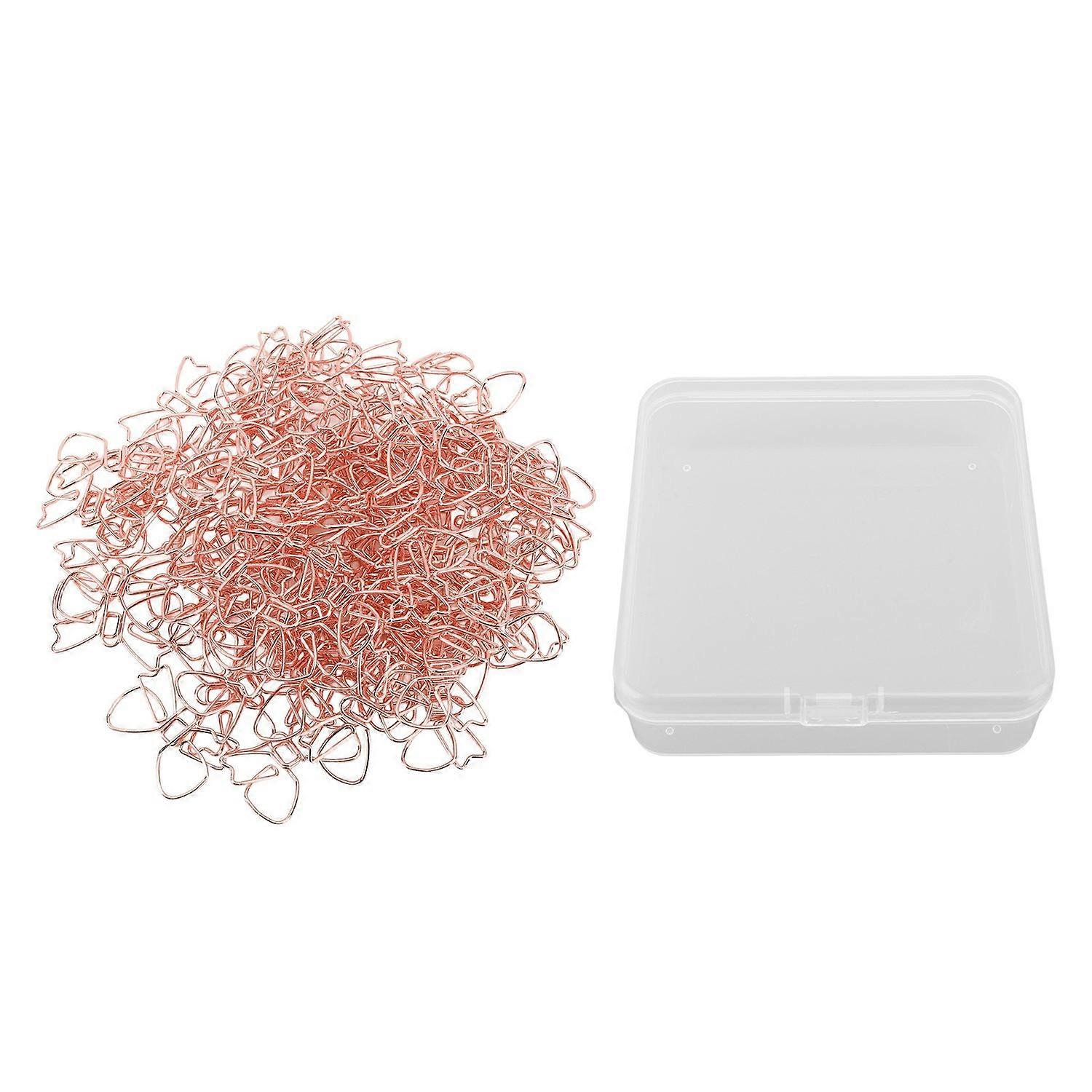 100pcs Cute Paper Clips Non Skid Bow Shape Anti Rust Colorfast Metal Office Paperclips Planner Clips