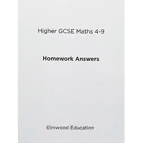 Higher Gcse Maths 4-9 Homework Answer