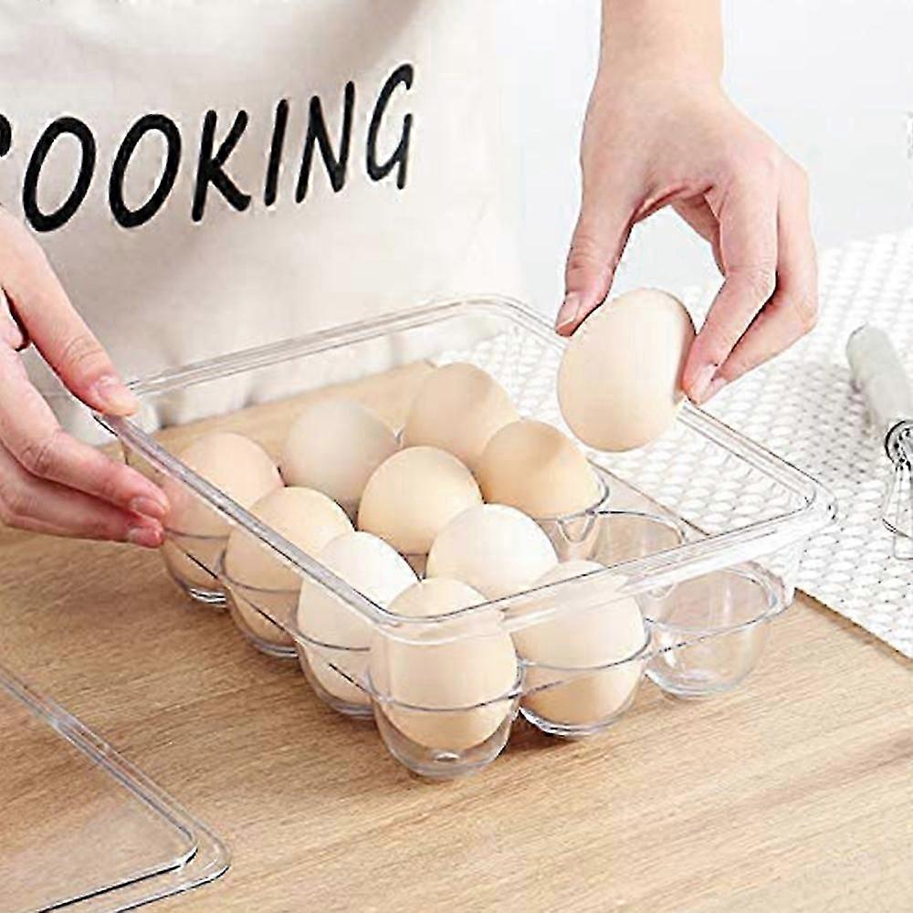 Egg Box, For Egg Box With Lid With Lid , Stackable, Easy-Care, Refrigerator Egg Tray, Plastic, Transparent
