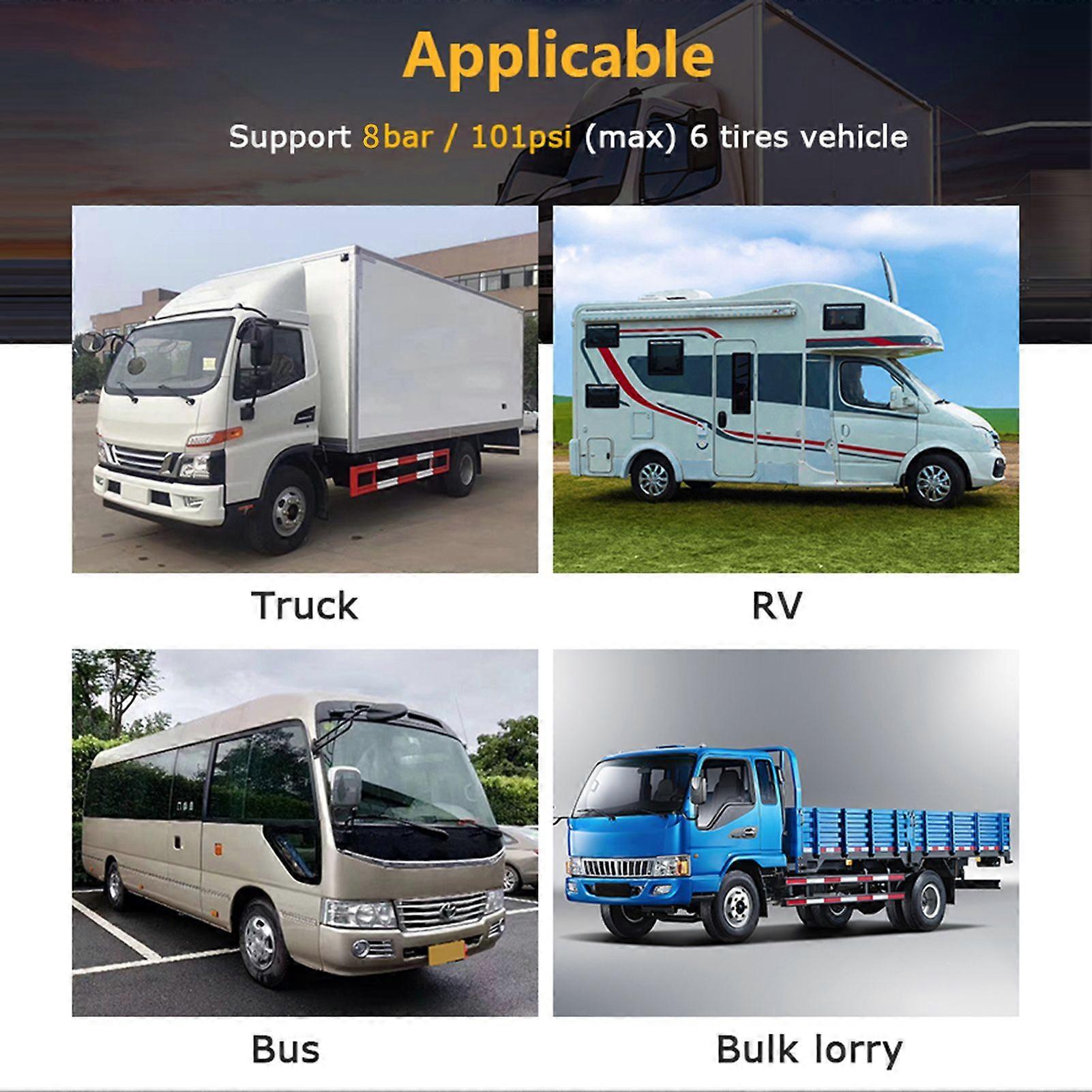 Tire Pressure Monitoring System, Solar Powered 6~Wheel Freight Vehicle Tire Pressure Monitor System for Truck, RV, Bus, Bulk Lorry MK8899