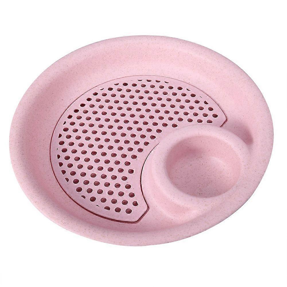 Pink Double Layer Draining Dish Fruit Dumpling Plate with Dipping Vinegar Kitchen Tool