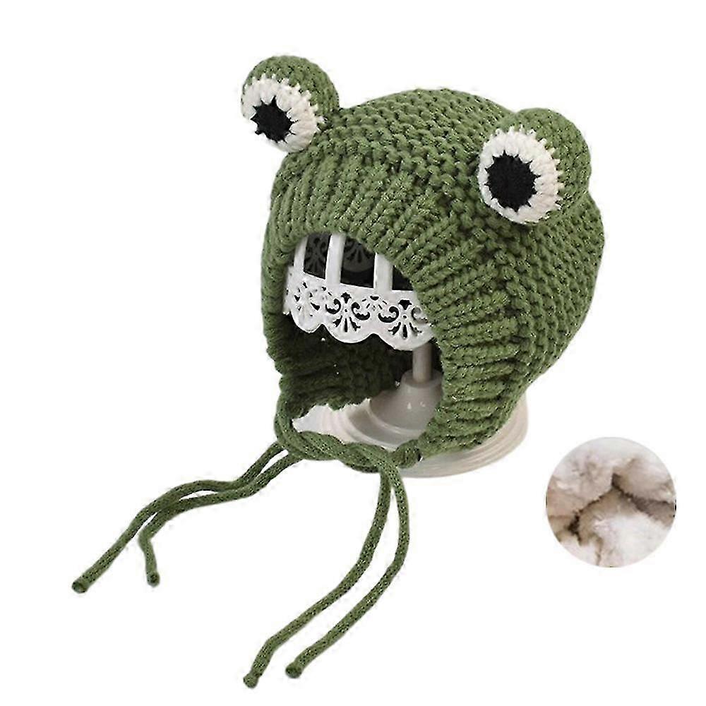 婴儿可爱的青蛙羊毛帽透气舒适的面料冬季帽，适合婴儿、幼儿和婴儿冬季使用