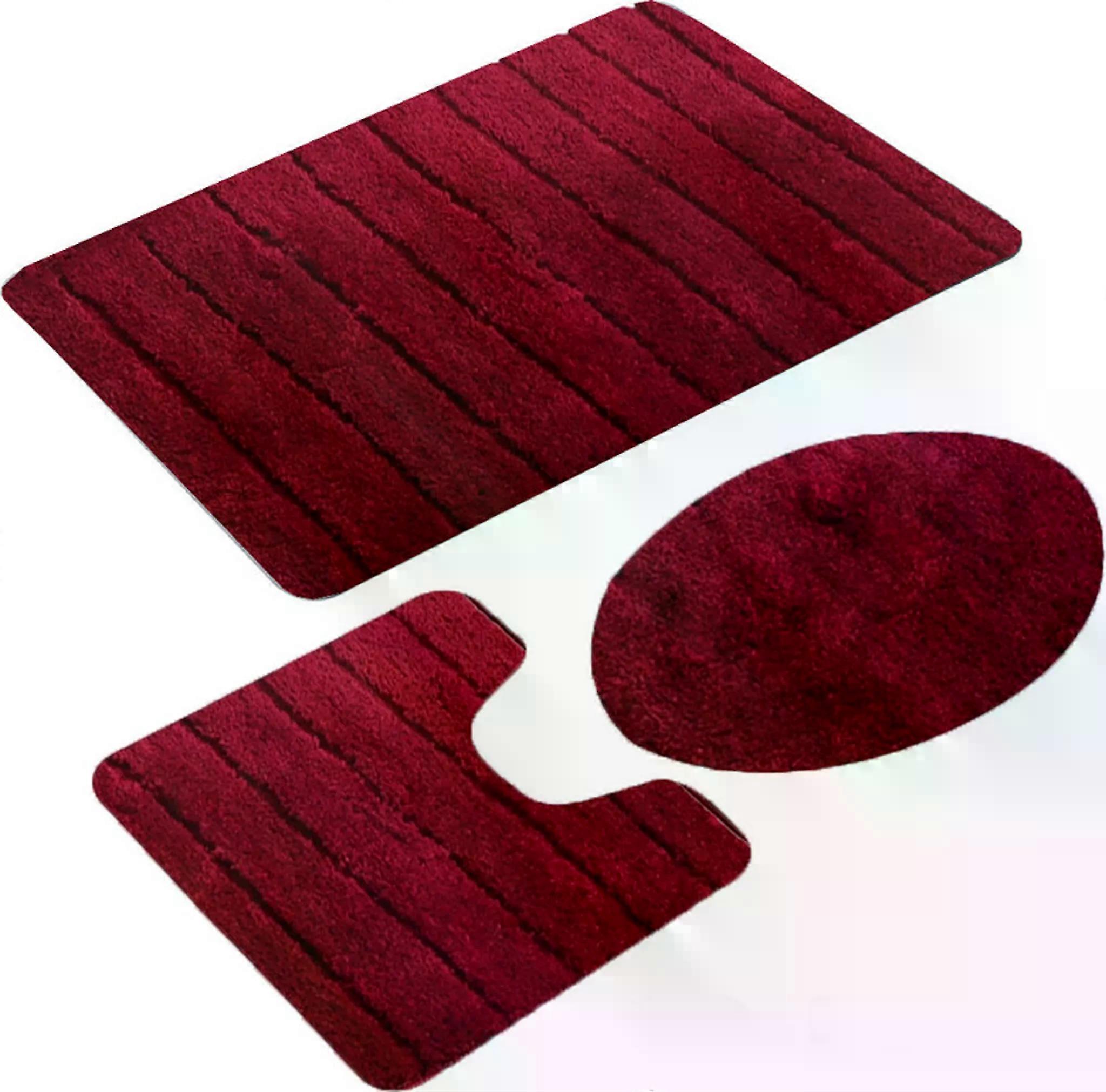 Bathroom set, non-slip bath mat, 3 pieces, red