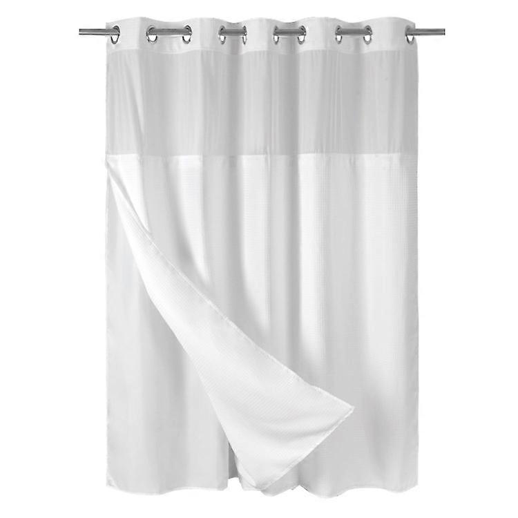 No Hooks Shower Curtain with Snap-in Liner