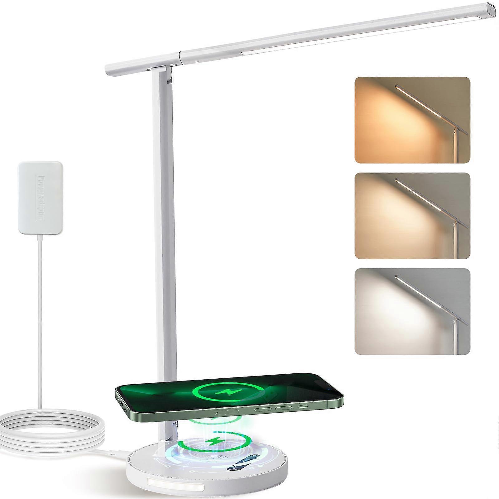 LED Wireless Stepless Dimming Foldable Eye-Caring Desk Lamp for Home Office, Adjustable Brightness, Modern Design, USB Compatible