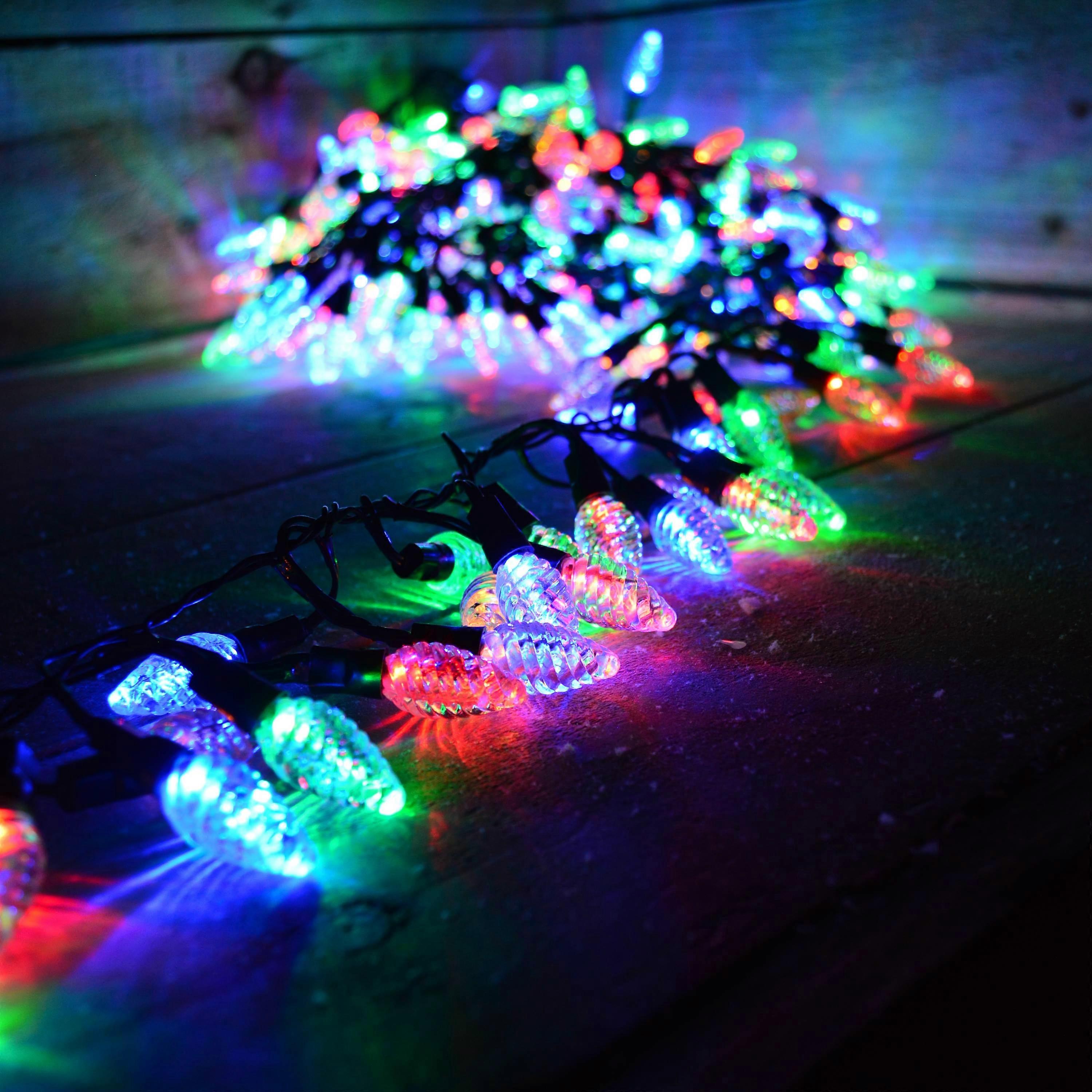 6.9M (480 Led) Premier Multi-action Pine Cone Cluster Lights - Multicoloured