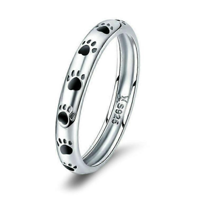 Pet Footprint Ring S925 Sterling Silver Oil Drop Ring 8