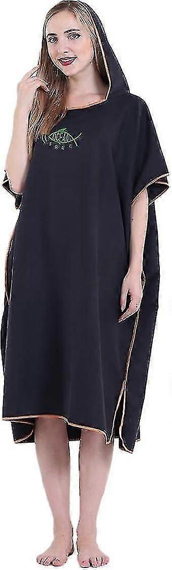 Unisex kylpy Poncho Rantapyyhe mikrokuitu Nopeasti kuivuva kylpytakki Poncho hupulla Kylpyamme Towe