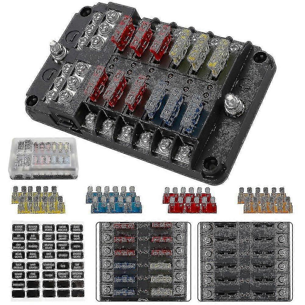 12 Way Blade Fuse Box Upgraded Blade Fuse Block 12 Volt Waterproof Fuse Box Holder fg2025031700085