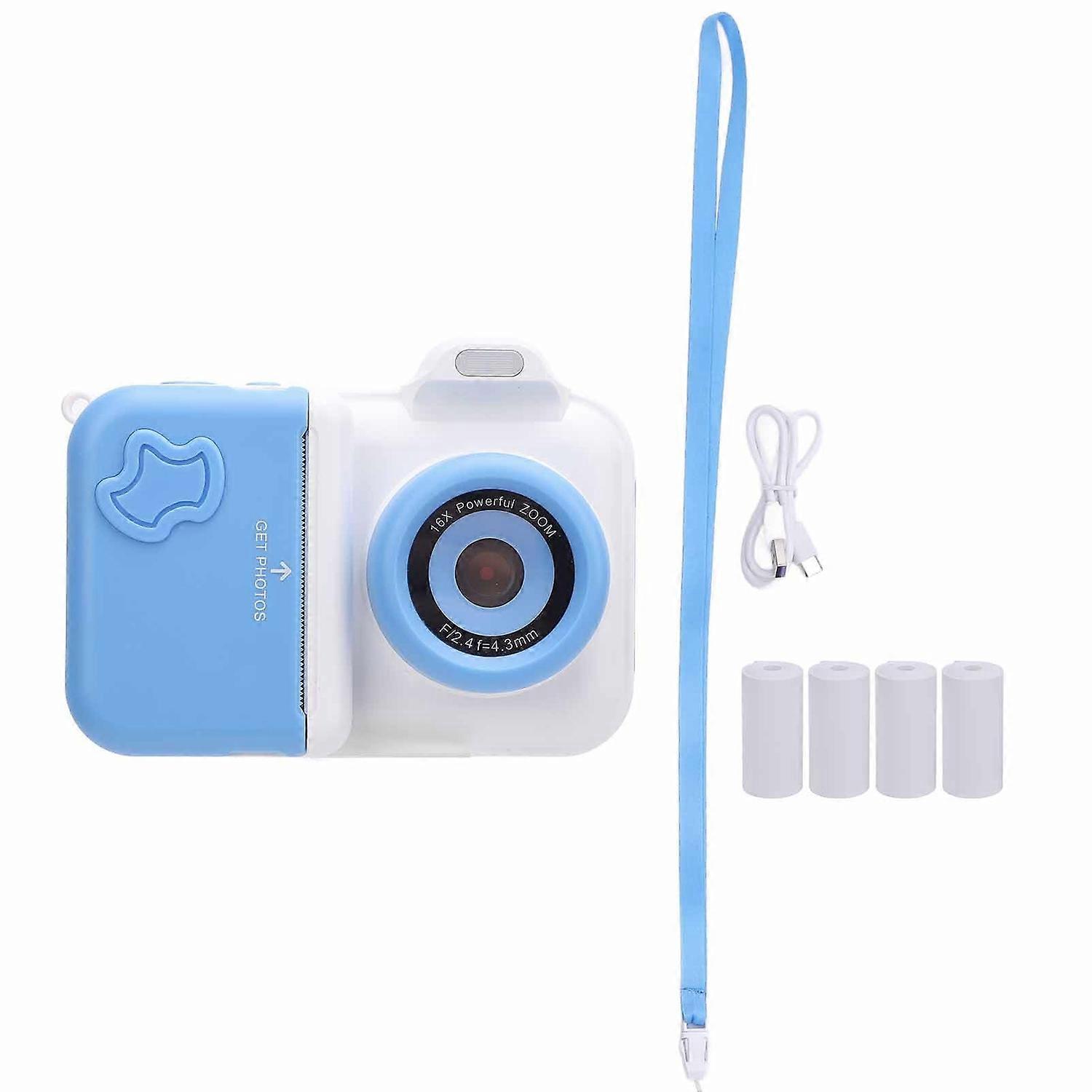 Instant Print Camera 2.4 Inch IPS HD Screen Double Lens Selfie Instant Print Camera with Flash 32GB