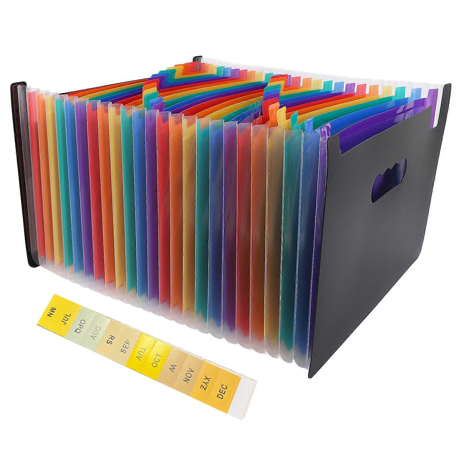 File Folder 24 Pockets Large Capacity Expanding Document Organizer with Colorful Tabs for Office School