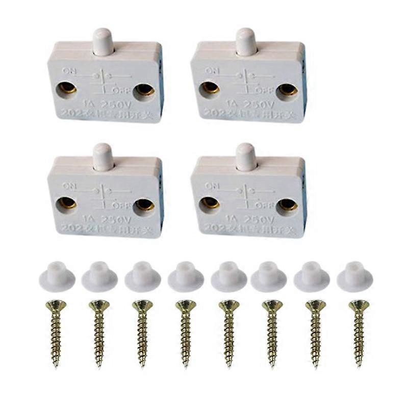 4 Pcs Cabinet Door Lamp Switch Applicable to 12V 24V 110V White