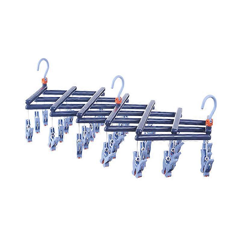 Plastic Folding Head Drying Rack Multi Clips Socks Underwear Hanger Windproof Multifunctional Clothespin