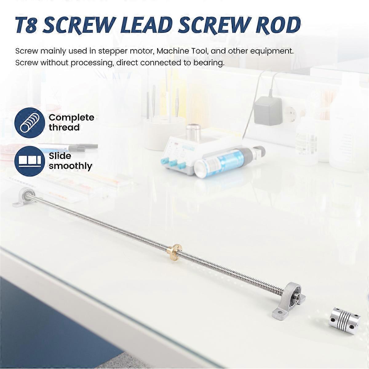 T8 8mm 500mm Lead Screw Rod with Nut Mounted CNC Set For 3D Printer