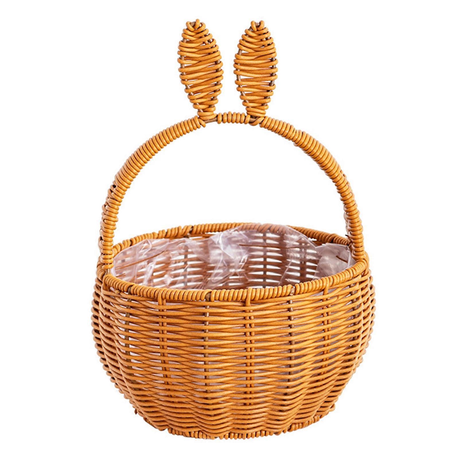 User Friendly Woven Handheld Basket Feature Rabbits Ear Perfect For Weddings And Parties Versatile And Stylish Coffee color