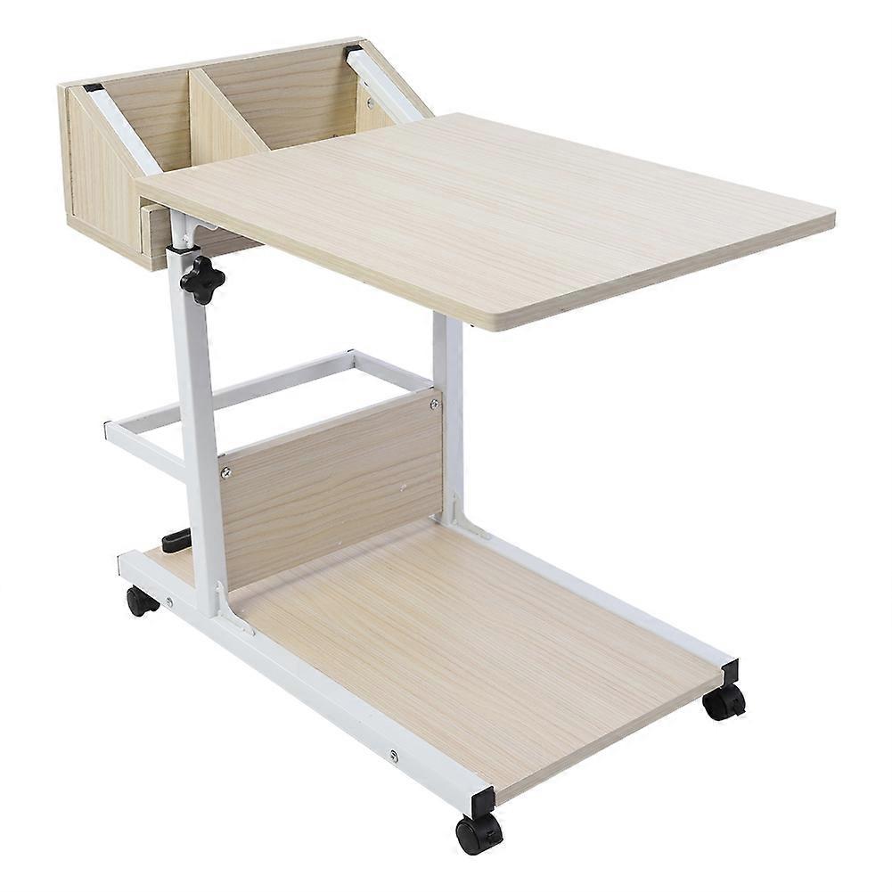 Multifunctional Portable Removable Laptop Desk with Wheels, Drawer, Bed, Sofa, Books, Snack, White