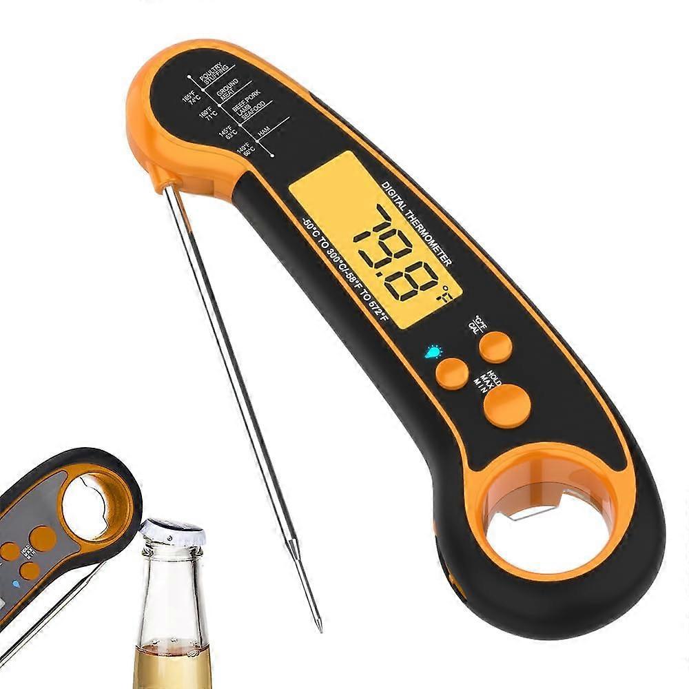 Meat Folding Thermometer for Fast Temperature Measurement and Instant Reading in Grilling IPX7 Large Display
