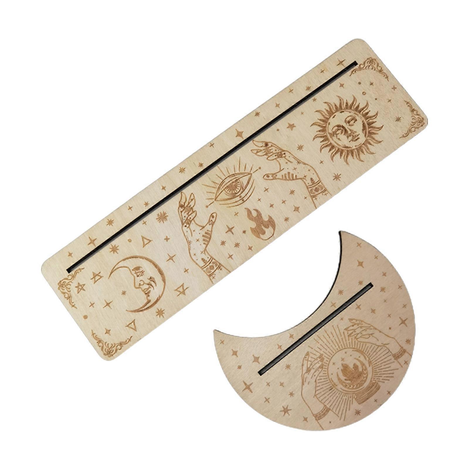 Tarot Card Holder Stand Set Divination Tools Wooden Altar Cards Display Base for Enthusiast Divination Game Accessories Wood color