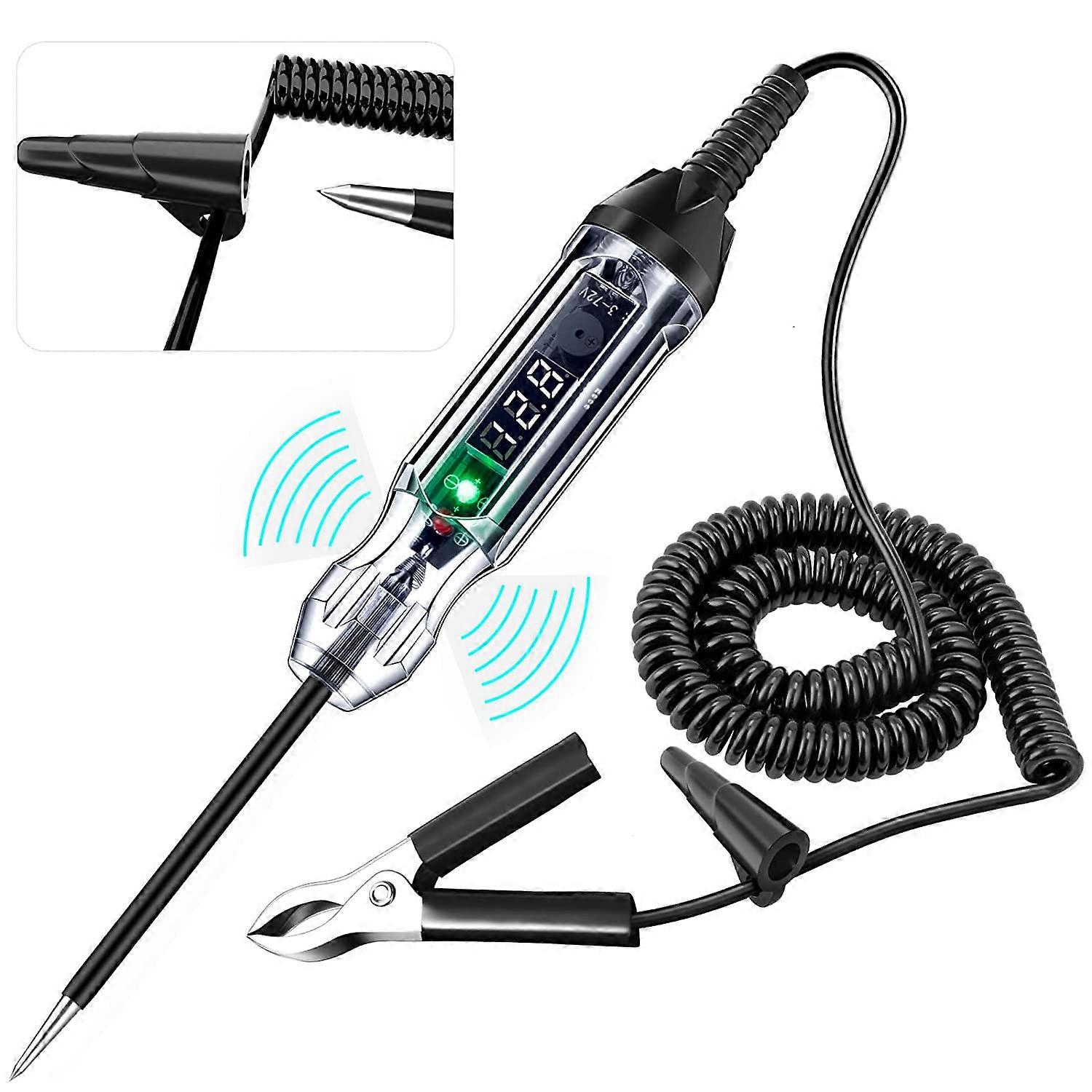 Upgraded 3-72V Buzzer Automotive Test Light, Digital LED Circuit Tester with Voltmeter